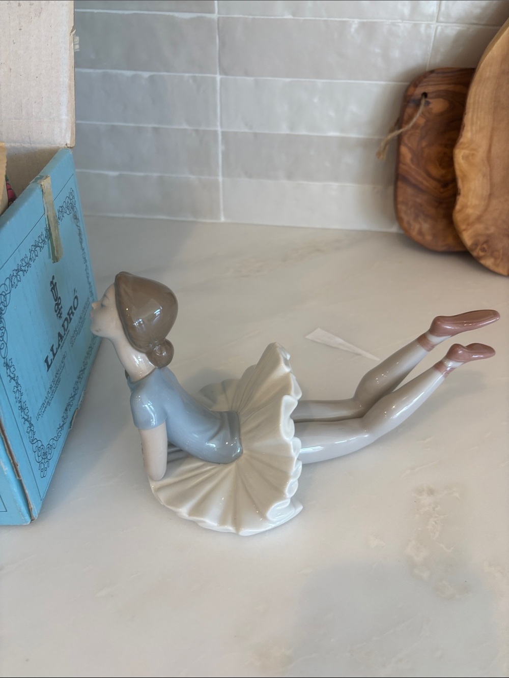 Lladro Porcelain Ballerina Figurine in Blue, White and Pink
